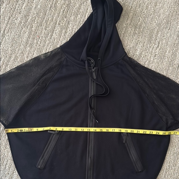 Michael Kors Black Mixed Media Full Zip Hooded Poncho - Picture 6 of 7